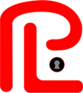 A red and white letter p with an image of a person 's face.
